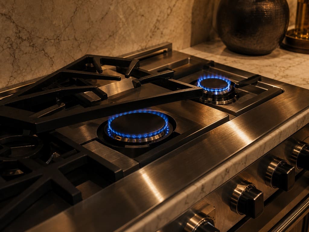 Viking sealed-burner cooktop in a Milpitas kitchen ready for service